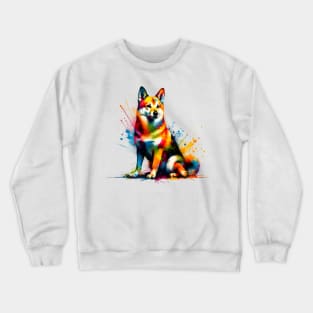 Swedish Vallhund in Colorful Abstract Splash Art Crewneck Sweatshirt